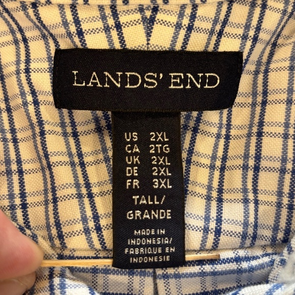 Lands' End white and blue button down shirt size 2XL Tall - Picture 10 of 14